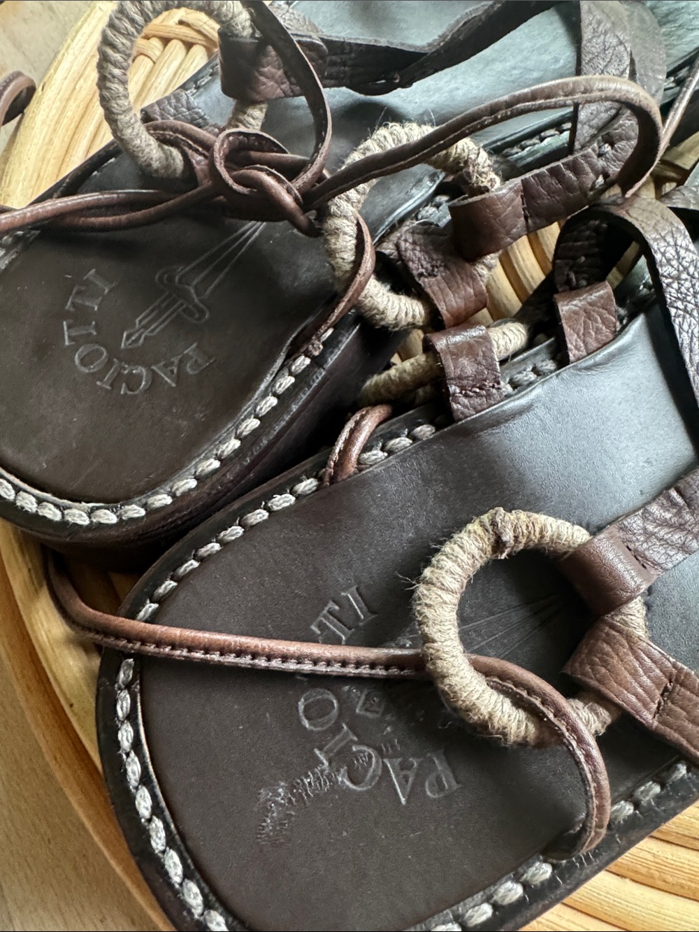 Casare Paciotti Brown Leather Lace Up Gladiator Ankle Wrap Rope Sandals Sz 40 EU - Picture 12 of 16